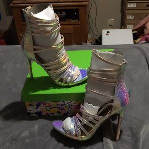 Shoe Republicans LA silver strap heels Leonie